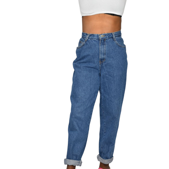 Vintage Gitano Zipper Jeans High Waist Mom Baggy 90s Medium Wash Cotton Rigid 27 - Picture 13 of 13